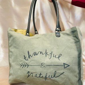 Handcrafted with recycled canvas tote